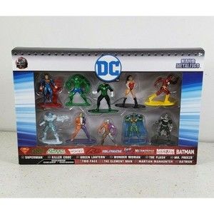 DC Universe 10 Pack Figure Collectors Set 100% Die Cast Metal Nano Metalfigs